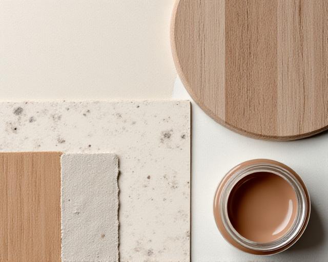 Dettaglio di materiali naturali come lino e legno chiaro